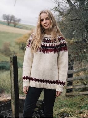 Fair Isle Knit Pullover Sweater Size Medium Cottagecore Cozy Vintage Prairie
